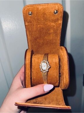 Gold-Tone Women's Mesh Bracelet Watch with Crystal Accents